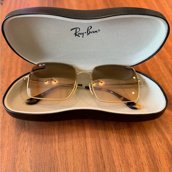 Ray-Ban Accessories - Ray-Ban Gold Frame Brown Gradient Square Sunglasses 1971 Classic